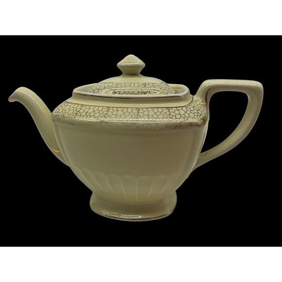 Hall Ceramic Vintage Hollywood Teapot Warm Yellow and Gold Hall 0118S 6 Cup MCM - Picture 2 of 16